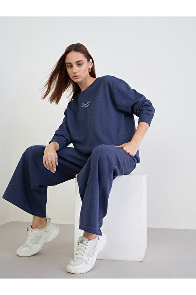 Styli Dark Blue Longline Sweatshirt and Joggers Co-Ords