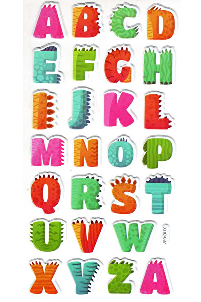 Limmy Autocolant Autocolant în relief (XHC087)-18x9 cm- Litere colorate cu dinozauri