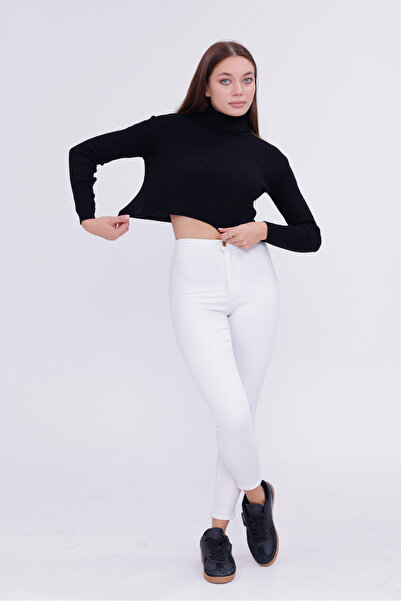 happinice Pulover de tricotat cu model tricotat negru pentru femei