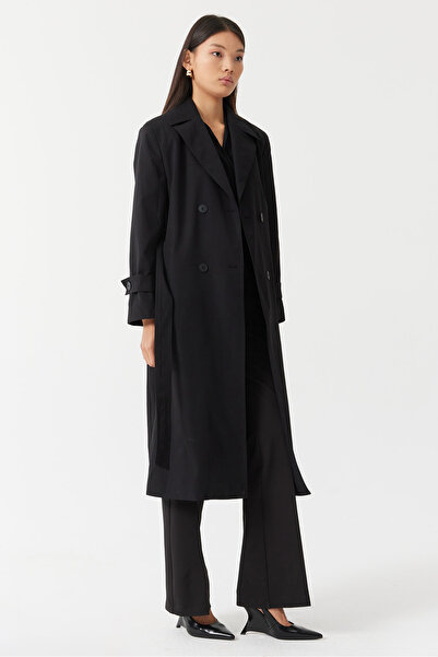 PAULMARK Kadın Kruvaze Trençkot