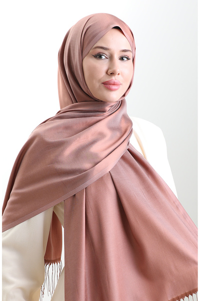 sefamerve Şal lung din viscoză cu franjuri 70331-20 Maro deschis