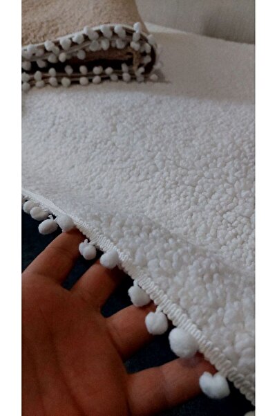 GHZAL Home Collection Tedy Curly Plush Sofa Set with Pom-Poms (4 Pieces) 2 Large 2 Small Sofa Cover Seating Area 3311