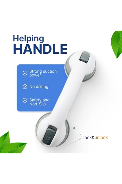 HAPPY JOKER Set of 2 Bathroom Safety Handles with Suction Cups, 30 cm, white-gray –