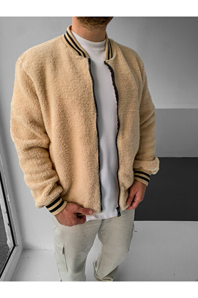 NO1 KONSEPT Μπεζ μπουφάν με φερμουάρ Premium Plush College