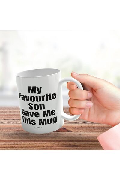 NASAQ Funny Gift Mug for Dad or Mom — "My Favourite Son Gave Me This" (Stuff4), 11oz Dishwasher Safe