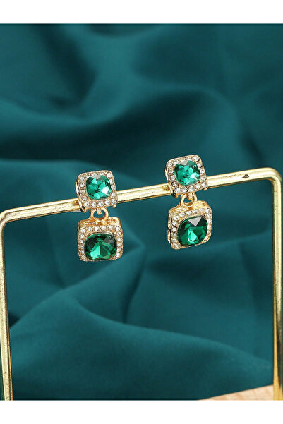 Take Two By Styli Embellished Square Earrings