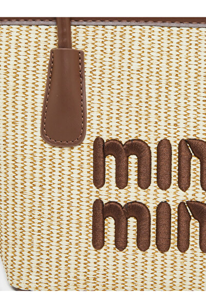 Take Two By Styli Khaki Woven Tote Bag with Dog Charm