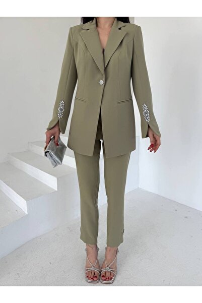 Bella Breeze Kadın Taş Detaylı Ceket Pantolon Takım Elbise