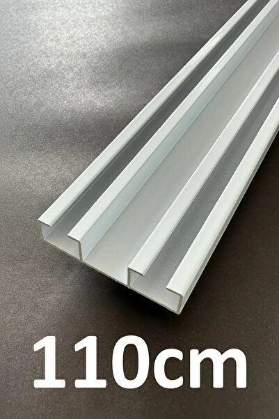 İzen İki Kanallı 110cm Alüminyum Beyaz Perde Rayı (48mm) Düz İkili Korniş
