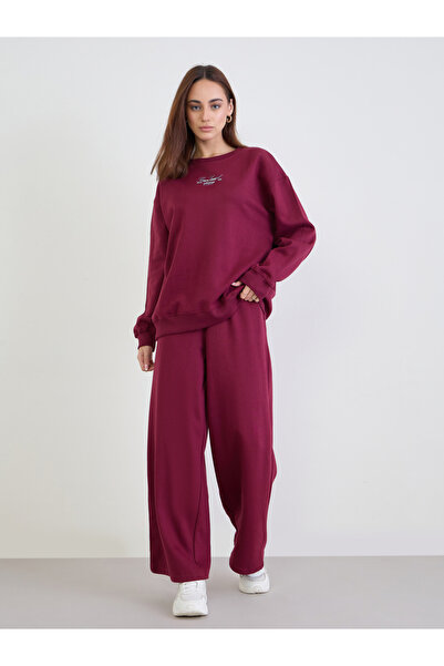 Styli Burgundy Longline Sweatshirt and Joggers Co-Ords