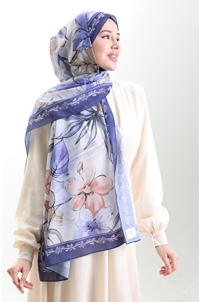 sefamerve Σάλι από γαλλικό μετάξι Hanzade 70330-03 Μωβ Λιλά