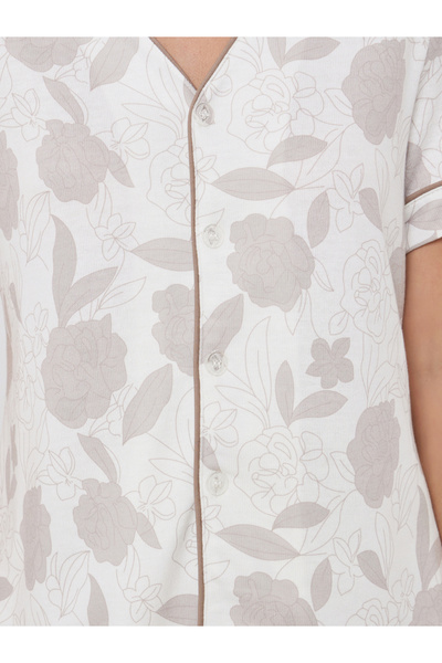 Styli All-Over Print V Neck Top and Long Pyjama Set