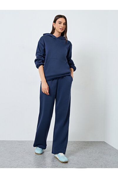 Styli Dark Blue Solid Hoodie and Joggers Co-Ords