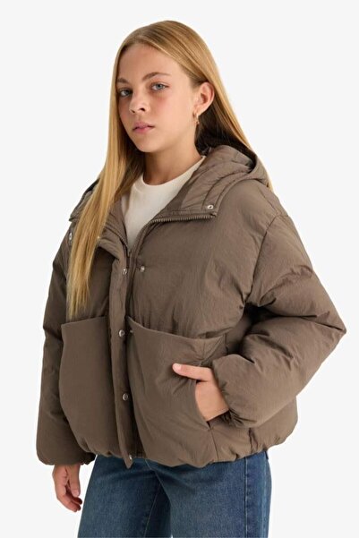 DeFacto Girl's Waterproof Hooded Zip Puffer Jacket (25 Au)