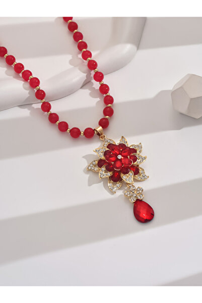 Take Two By Styli Embellished Flower Drop Beaded Necklace