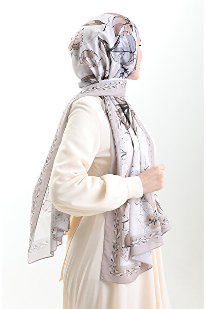 sefamerve Σάλι από γαλλικό μετάξι Hanzade 70330-07 Γκρι βιζόν