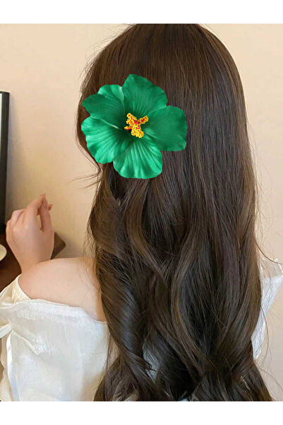 Take Two By Styli Green 3D Flower Earrings