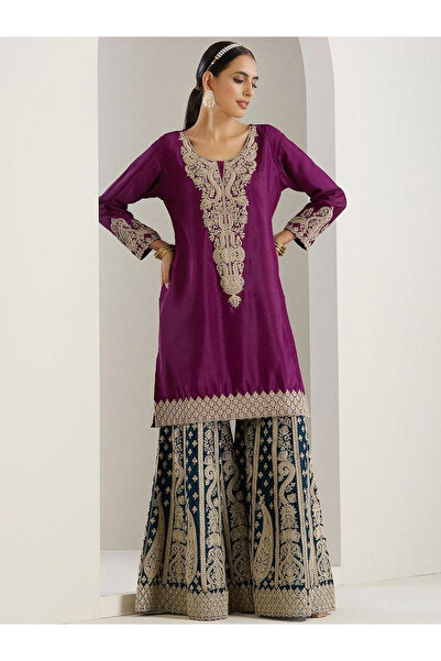 Ishin By Styli Purple Kurta with Pant and Dupatta Set
