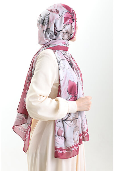 sefamerve Σάλι από γαλλικό μετάξι Hanzade 70330-09 Καφέ Κερασί