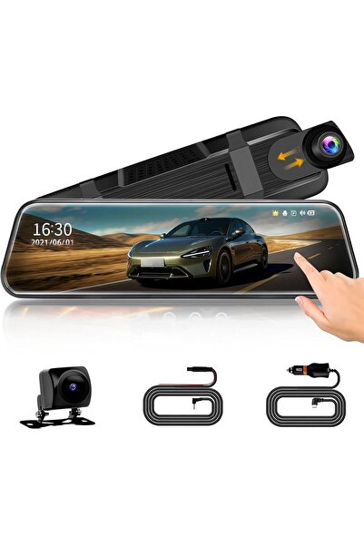 LENND Car Mirror Dash Cam - Dual 1080P Front & Rear, 10" Touch Screen, Parking Assistance