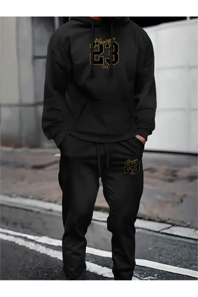 AEMİ Unisex 23 cu imprimeu cu glugă Swea tricou și pantaloni de sport Jogger ...