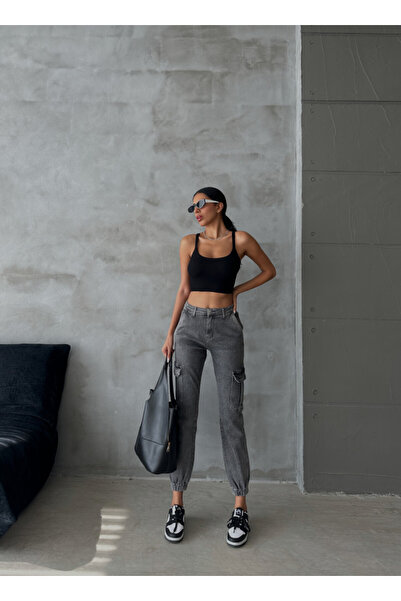 ADAMODA.RO Women's elastic cargo jeans