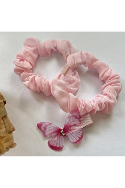 TAKIŞTIR Butterfly Detailed 2-Piece Girls' Pink Rubber Buckle