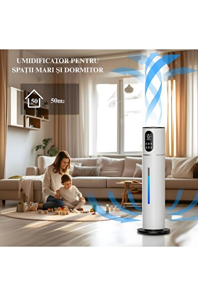 MARCINO Vertical Humidifier 8 Liters, 3 Intensity Levels, Remote Control, Low Noise, Essential Oil