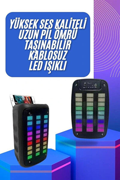 shopwave Taşınabilir 6.5 inç LED Bluetooth Kareoke Hoparlör RGB Işıklı Radyolu