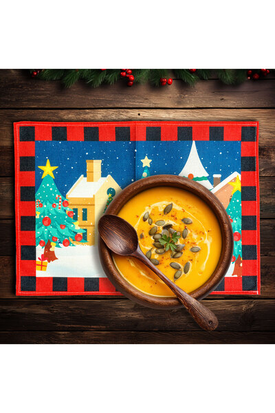 Alista Home Decorative plate holder – Santa and tree pattern – 46 x 32 cm – red/black