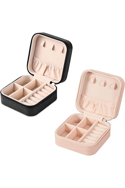 Shining Diva Fashion Faux Leather Travel Jewelry Organizer Box - 2-Piece Comb...