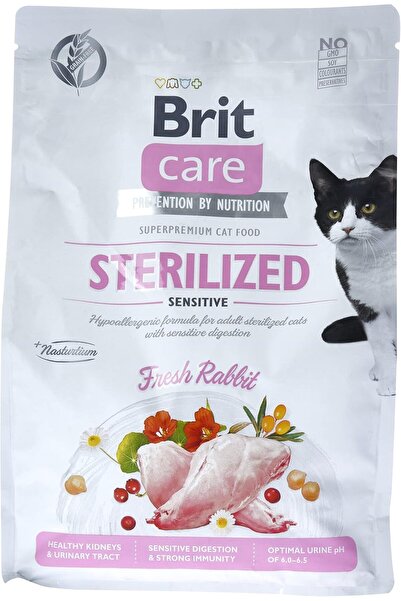 Brit Care Sterilized Sensitive Cat Food, Grain-Free, Rabbit, 2 kg (All Life Stages)