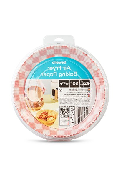 CED AUTO TRADE Baking Paper for Air Fryer - Checkered Pattern, Round, 23 cm - 50 Pieces/Pack