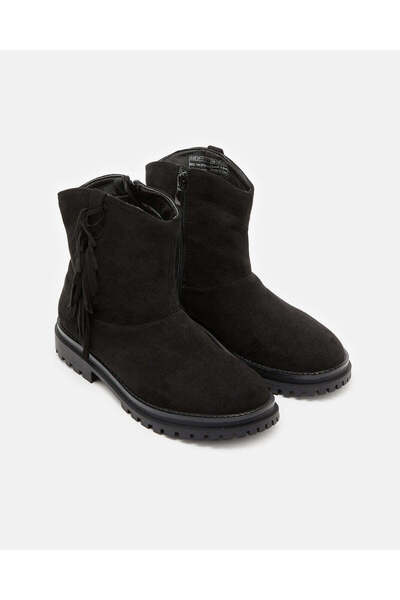 REDTAG Senior Girls Black Fringe Ankle Boot