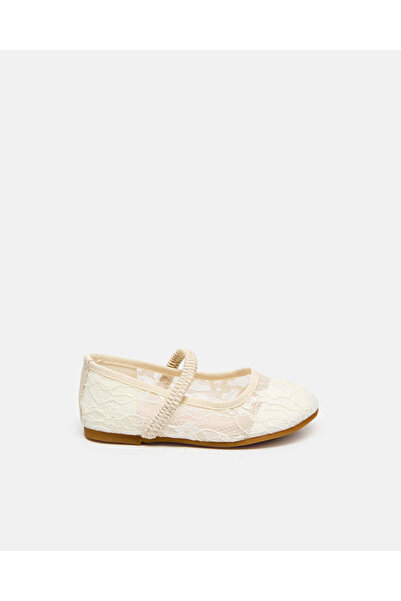 REDTAG Girls Cream Lace Embellished Ballerina