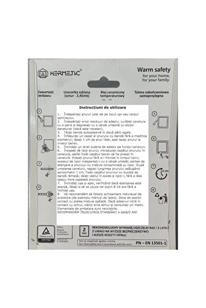 HERMETIC Sealing kit for fireplace or stove doors, 10 mm x 2.45 m, 500°C