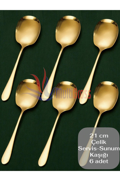 Multiamo Çelik 21 Cm 6 Adet Servis Kaşığı / Sunum Kaşığı