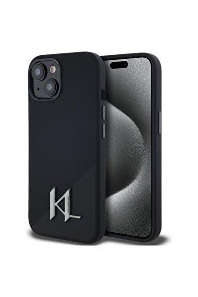 Karl Lagerfeld Carcasă pentru iPhone 15, silicon MagSafe, neagră