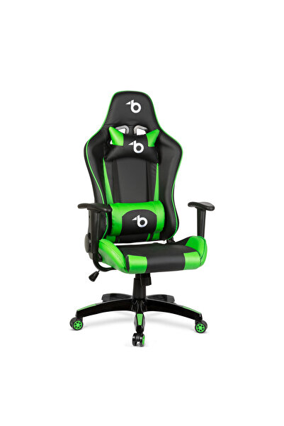 CED AUTO TRADE Green gaming chair - with waist cushion and head pillow