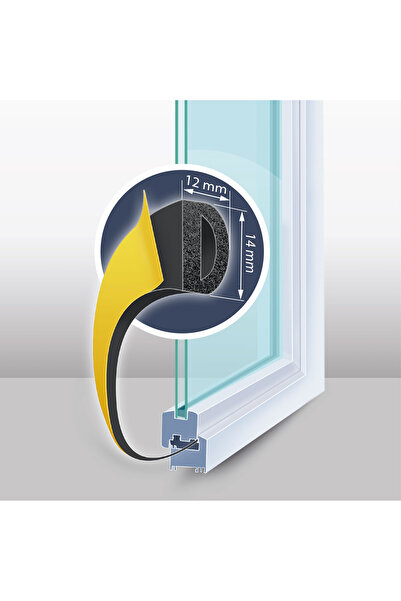 CED AUTO TRADE Delight - Self-adhesive window sealing profile, "D" profile - 40 m, Black, 12 mm