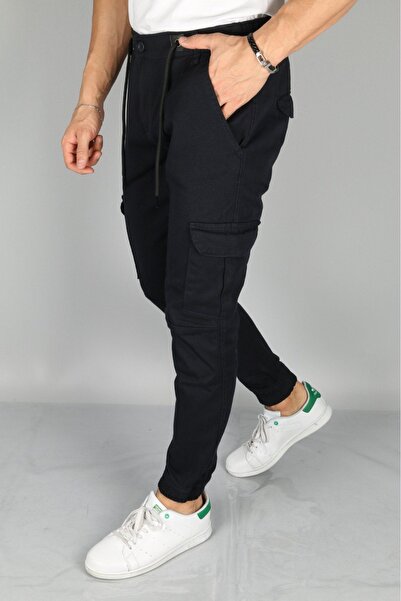 IMPOSING JNS Men's Pocket Cargo Trousers with Elastic Waist and Legs Slim Fit Stretch Fabric New Season