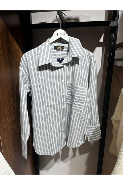 RAFF MAĞAZA قميص نسائي مخطط كبير الحجم