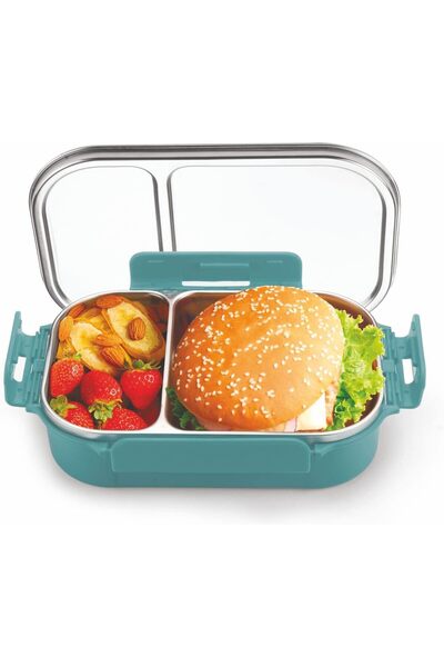 Generic Signoraware Slim Stainless Steel Lunch Box 750ml with Small Compartment, BPA-Free, Blue