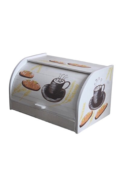Decoratiuni Vintage Casa Retro Classic Cesti bread box, hand-painted, vintage white, without chopper, 39 X 18 X 27 cm