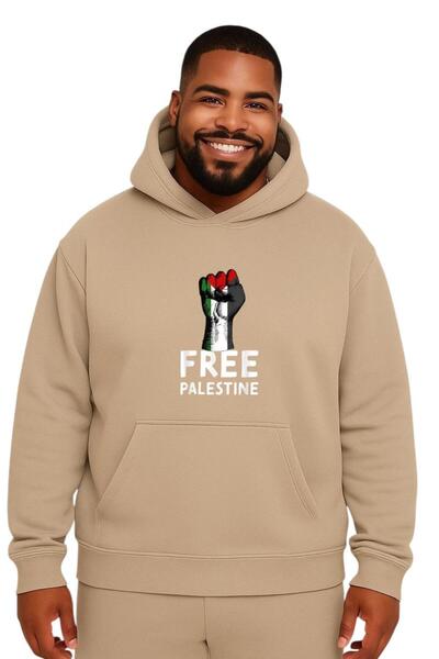 E-ROMA Hanorac unisex de mărime mare cu imprimeu FREE PALESTINE