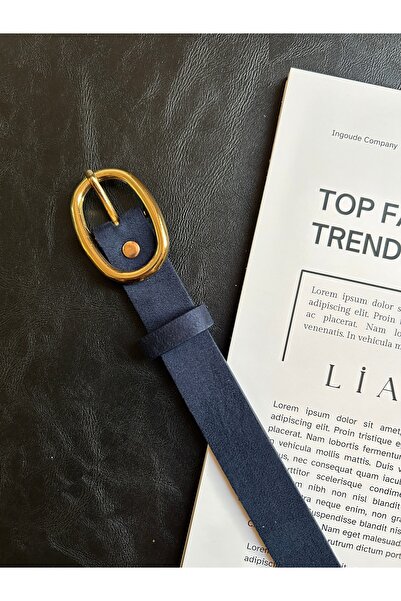 LİA KEMER Desire Ring Patterned Suede Women's Gold Buckle Belt Jacket Belt Dress Belt Trouser Belt