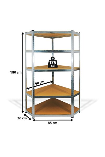 CED AUTO TRADE Salgo corner shelf - 5 levels - metal - max. 175 kg - 180 x 90 x 30 cm