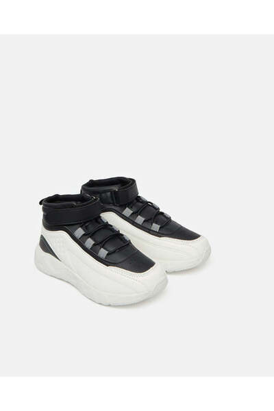 REDTAG Boys White And Black High Top Sneakers