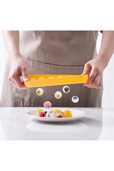 Ditmo Pratik Küre Buz Kalıbı Silikon Büyük Boy Sarı – Kokteyl, Kahve ve Çikol...