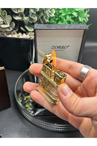 Zorro Marka Şeffaf Göstergeli Zarif Rüzgar Geçirmez Benzinli Çakmak